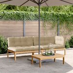 vidaXL Salon palette de jardin avec coussins 3Pièces bois d'acacia massif