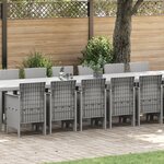 Ensemble de salle à manger de jardin 17 pièces avec coussins gris clair en poly rotin