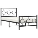 vidaXL Cadre de lit métal avec tête de lit/pied de lit noir 90x190 cm