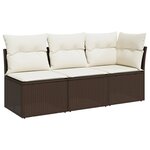 vidaXL Canapé de jardin avec coussins 3 places brun résine tressée