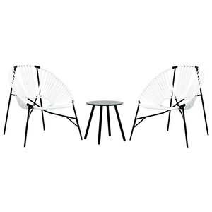 vidaXL Lot de 3 Chaise de jardin noir et blanc résine tressée