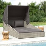 vidaXL Transat avec toit pliable gris 200x114x128 cm résine tressée