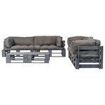 vidaXL Salon palette de jardin 6 Pièces avec coussins gris bois