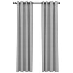 vidaXL Rideaux occultants Aspect lin avec œillets 2 Pièces Gris 140x225cm