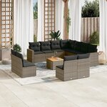 vidaXL Salon de jardin avec coussins 12 Pièces gris résine tressée
