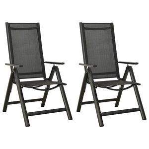 vidaXL Chaises pliables de jardin lot de 2 Textilène et aluminium Noir