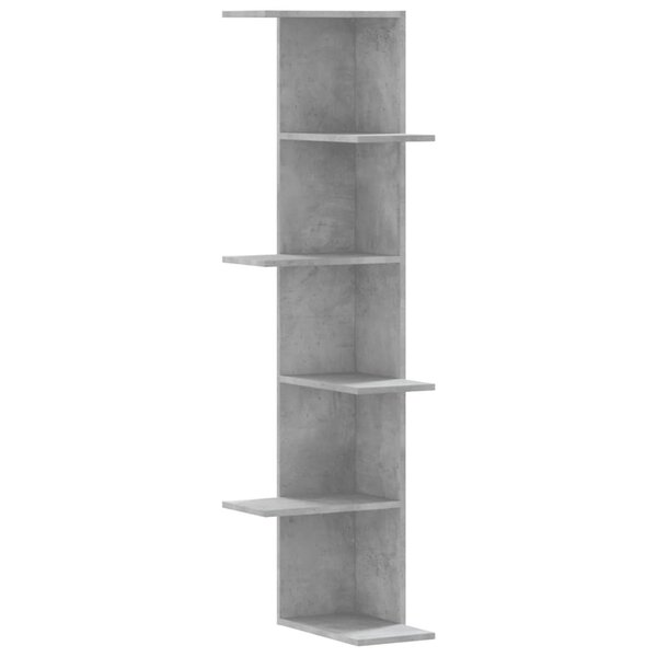 vidaXL Étagère d'angle murale gris béton bois d'ingénierie