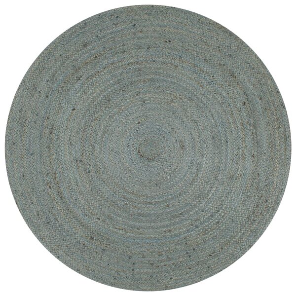 vidaXL Tapis fait à la main Jute Rond 90 cm Vert olive