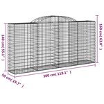 vidaXL Paniers à gabions arqués 17 Pièces 300x50x140/160 cm fer galvanisé