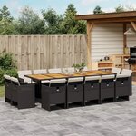 vidaXL Ensemble à manger de jardin 15 Pièces coussins noir résine tressée