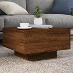 vidaXL Table basse avec lumières LED chêne marron 55x55x31 cm