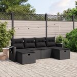 vidaXL Salon de jardin 6 Pièces avec coussins noir résine tressée