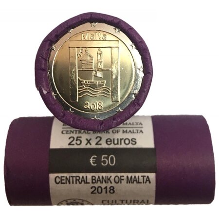 Rouleau de 25 pièces de monnaie de 2 euro commémorative Malte 2018 – Patrimoine culturel