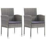 vidaXL Chaises de jardin coussins gris foncé 2 Pièces résine tressée