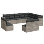 vidaXL Salon de jardin avec coussins 12 Pièces gris clair résine tressée