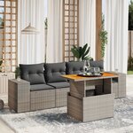 vidaXL Salon de jardin 5 Pièces avec coussins gris résine tressée