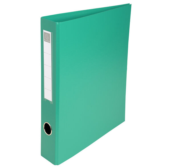 Classeur rembordé pvc 4 anneaux en d de 40mm en 3ème de couverture - a4 maxi - vert - x 15 - exacompta