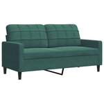 vidaXL Ensemble de canapés 3 Pièces avec coussins Vert foncé Velours
