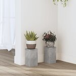 vidaXL Supports pour plantes 2 Pièces gris béton bois d'ingénierie