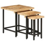 vidaXL Tables basses gigognes 3Pièces bois de manguier massif brut et fer