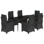 vidaXL Ensemble à manger de jardin coussins 7Pièces Noir Résine tressée