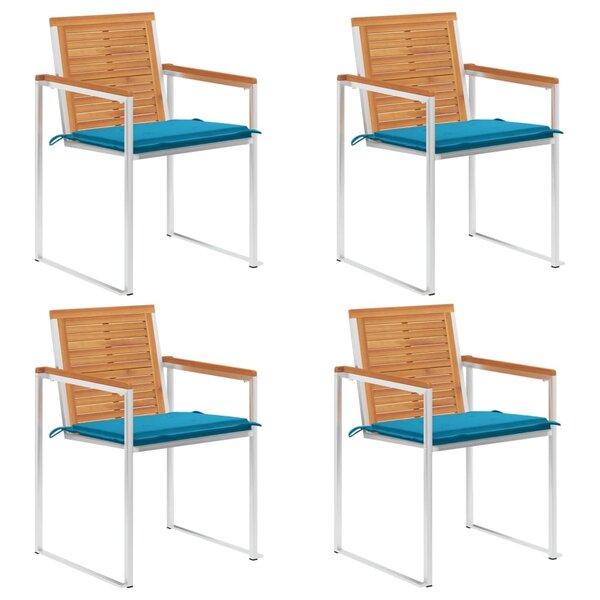 vidaXL Chaises de jardin 4 Pièces avec coussins Bois d'acacia massif