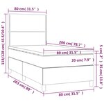 vidaXL Sommier à lattes de lit avec matelas et LED Noir 80x200cm Tissu