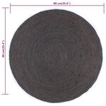 vidaXL Tapis fait à la main Jute Rond 90 cm Gris foncé