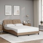 vidaXL Cadre de lit avec lumières LED cappuccino 140x200 cm similicuir