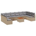 Ensemble de canapés de jardin 11 pièces avec coussins Beige Poly Rotin