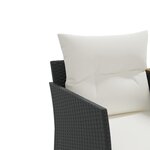 vidaXL Canapé de jardin 2 places avec tabourets noir résine tressée