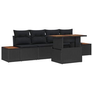 vidaXL Ensemble de canapé de jardin 5 Pièces Noir Poly rotin