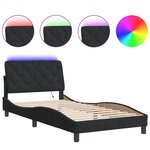 vidaXL Cadre de lit avec lumières LED noir 100x200 cm velours