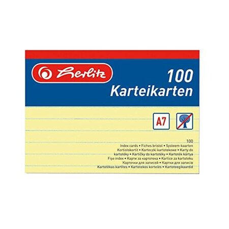 Lot de 100 Fiches bristol A7 lignées Jaune HERLITZ