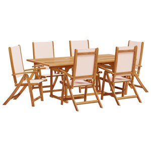 vidaXL Ensemble à manger de jardin 7Pièces bois d'acacia solide textilène