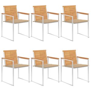 vidaXL Chaises de jardin lot de 6 avec coussins Bois de teck massif