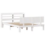 vidaXL Cadre de lit avec tête de lit blanc 135x190 cm bois pin massif