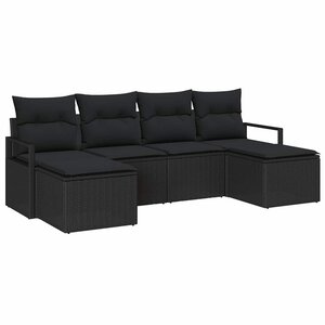 vidaXL Ensemble de Canapés 6 Pièces Noir polyrotin