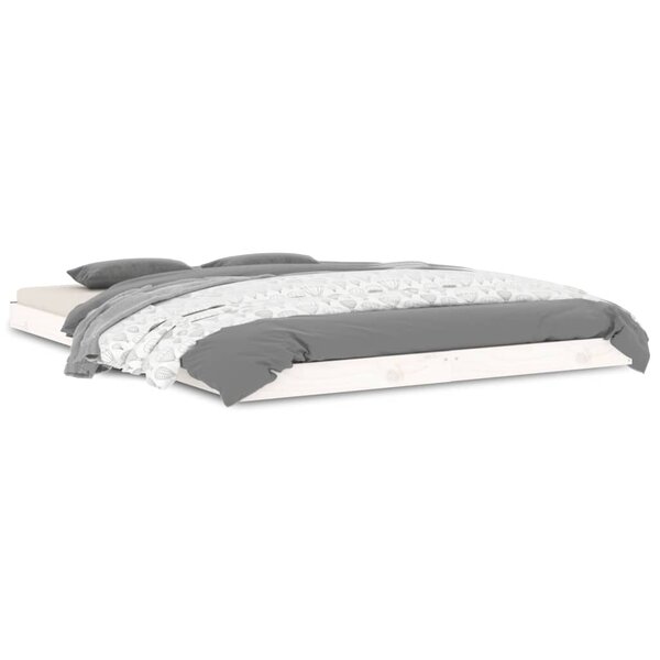 vidaXL Cadre de lit sans matelas blanc 135x190 cm bois de pin massif