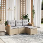 vidaXL Salon de jardin avec coussins 4Pièces mélange beige résine tressée