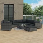 vidaXL Salon de jardin 8 Pièces avec coussins Résine tressée Gris