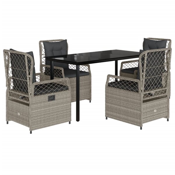 vidaXL Ensemble à manger de jardin et coussins 5 Pièces gris clair rotin