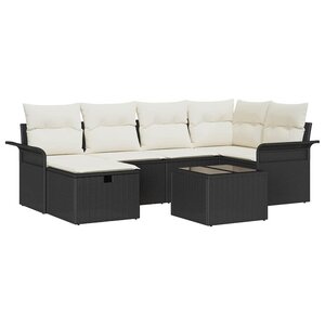 vidaXL Ensemble de canapé de jardin avec coussin 7 Pièces Poly rotin