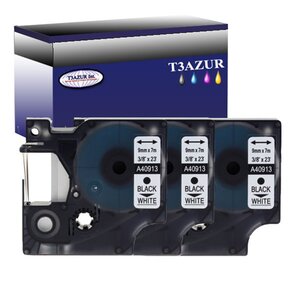 Lot de 3 DYMO D1 40913 RUBAN MARQUEUR GÉNÉRIQUE NOIR / BLANC S0720680-9 mm * 7 m