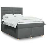 vidaXL Sommier à lattes de lit avec matelas Gris foncé 140x190cm Tissu