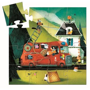 Djeco DJ07269 - Puzzle - Le camion de pompier 16 pièces
