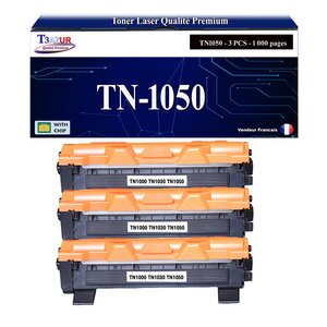 T3AZUR - 3x Toners compatibles avec Brother TN1050 pour Brother HL1110 HL1112 HL1210W HL1212W - 1 000 pages