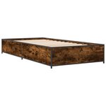 vidaXL Cadre de lit chêne fumé 90x190 cm bois d'ingénierie et métal