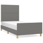 vidaXL Cadre de lit avec tête de lit Gris foncé 90x200 cm Tissu