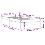 vidaXL Cadre de lit sans matelas cire marron 90x200 cm bois pin massif